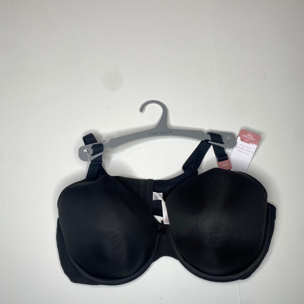 Cacique Black Lightly Lined T-Shirt Bra 44D Modern Collection Full Coverage